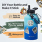 64 oz Insulated Water Bottle with Straw (Cold for 48 Hrs), Half Gallon Stainless Steel Triple Wall Vacuum Sports Water Jug, Leakproof Hydro Cup Flask with Straw Spout Lids & DIY Stickers