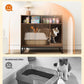 Cat Litter Box Enclosure, Large Hidden Pet Storage Cabinet Furniture with Waveform Fluted Doors & Scratching Pad, Modern Wooden Cat House Indoor for Washroom, Living Room, Bedroom, Rustic Brown