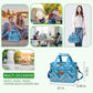 iknoe Large Foldable Cooler Bag, 8.5L Insulated Lunch Bag, Leakproof Lunch Cooler Tote with Multi-Bag Design Suitable for Beach, Picnic and Office Use, Blue White 15-Can
