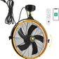 Orison 24.8'' Outdoor/Indoor Garage Ceiling Fan, 6 Speed Ceiling Mounted Plug-In Cord Garage Fan with Remote&APP, Manual Vertical Rotation, Hook hanging for Gazebo, Patio, Yellow&Black