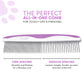 Poodle Pet Dog Combs for Grooming | 2 Pack | Stainless Steel Teeth Easily Remove Dirt | Proper Care Prevents Knots and Mats for Long and Short Haired Pets | Anti-Slip Comfort Grip Handle (Purple)