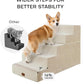 Dog Stairs for High Bed, Dog Steps for Bed Couch Sofa, 35D Foam Extra Wide Pet Steps for Small Dogs and Cats, Pet Stairs with Non-Slip Bottom Beige, 5 Steps