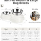 Elevated Dog Bowls Set - Non-Slip Raised Pet Feeder with Medium (10 oz) & Large (20 oz) Stainless Steel Bowls - Includes Durable Resin Stand for Puppies, Adult Dogs & Cats - White