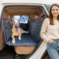 APetsPlanet Dog Car Seat Cover for Back Seat Hard Bottom - Waterproof Backseat Extender for Dogs - Pet Hammock Bed for Car, Truck, SUV with Mesh Window & Storage - Black Leather, with Door Covers