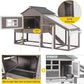 Aivituvin Chicken Coop Outdoor with Wheels, Mobile Hen House Wooden Poultry Cage with Run & Waterproof Roof (Grey with White)