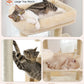 Cat Tree for Large Cats Adult with Metal Plush Big Hammock, 56.3" Cat Tower with 2 Door Condo House, 6-Tier Cat Shelves with Scratching Posts and Large Top Perch, Beige
