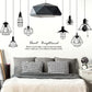 Removable 8pcs Hanging Black Vinyl Chandeliers Wall Sticker Quotes Heart Brightened Wall Decal DIY Peel and Stick Decor for Kids Boys and Girls Bedroom Living Room Studyroom Playroom Classroom