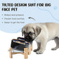 SPUNKYJUNKY 15° Slanted Ceramic Dog and Cat Bowl with Wooden Stand, Tilted Bulldog Food and Water Bowl No Slip Non-Spill for Cats Medium Dogs Big Face Pets 13.5 OZ (1.7 Cups, Starry Blue × 2)