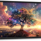 Tree Sunrise Large Wall Art Tree of Life Pictures Foggy Mountain Landscape Wall Starlight Nature Decor Canvas Print Painting Artwork for Bathroom Living Room Bedroom 36L" x 24W"