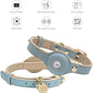 Cupertino Dog Collars, Harnesses & Leashes Made from Vegan Leather with Dog Tracker Device Holder Adjustable Dog Collar (Extra Small, Blue)