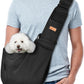 CUBY Dog and Cat Sling Carrier, Hand-Free Dog Carrier Slings with Adjustable Straps Pocker, Puppy Slings Carrier for Small Dogs Cats Outdoor Travel Bag(Black, M-Adjustable Strap)