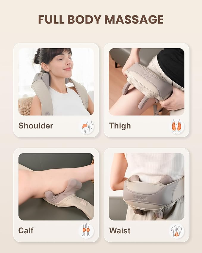 Cordless Neck Shoulder Massager with Heat, Back Massager Pillow, Gifts for Men, Women