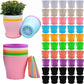 50 Pack 4 Inch Plant Pots Bulk Small Plastic Planters Pots with Drainage Holes Flower Pot for Succulent, Cactus, Herb, African Violet (50pcs-Multicolor, 4Inches)