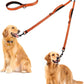PetBonus Double Dog Leash, No Tangle Dual Leash, Reflective Walking Training Lead, 4 Comfortable Padded Handles for 2 Dogs with Collapsible Bowl and Waste Bags (Orange, Large)