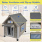 Outdoor Dog House Weatherproof Large Wooden Dog Kennel Indoor for Small Dogs with Chew-Proof Frame, Oxford Fabric Window, Removable Floor Pet Shelter (Grey, 18.1" D x 25.2" W x 24" H)