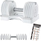 Adjustable Dumbbell – 12.5/25lb Single Unit OR Set of 2 – 5-in-1 Adjustable Weight for Home Gym, Strength Training & Fitness Workouts, White OR Black