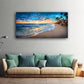 Jiuqinghua Canvas Prints Wall Art Blue Beach Ocean Landscape Paintings 1 panel Sunset Sea Waves Wall Decor Pictures Stretched and Framed for Living Room Bedroom and Office Decor Artwork 24x48inch