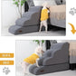 4-Step Dog Stairs and Ramp for Beds or Couches – Non-Slip Sturdy Pet Steps for Small Dogs and Cats,21" H,Grey