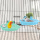 Wontee Bird Bath Box with Mirror Portable Parrot Hanging Bathroom Bathing Tub for Small Birds Cleaning Supplies (Blue(A)+Green)