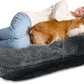 EHEYCIGA Human Dog Bed for Kids, Foldable XXL Dog Bed, Faux Fur Fluffy Pet Couch Bed, Orthopedic Calming Memory Foam Big Pet Bed, Washable Pet Sofa Bed with Non-Slip Bottom, Dark Grey, 54"x38"x7.5"