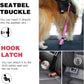 AUBELL Dog Seat Belt for Car,2 Pack Set 3-in-1 Adjustable Reflective Bungee Heavy Duty Dog Car Harness Tether with Clip Hook Latch & Buckle,Swivel Zinc Alloy Carabiner,Black+Hotpink