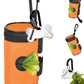Dog Poop Bag Holder for Leash Attachment - Waste Bag Dispenser for Leash - Fits Any Dog Leash - Portable Set with Hand Free Holder Metal Carrier, Round Shape, Orange