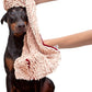 Soggy Doggy Super Shammy Dog Towel - Microfiber Chenille Towel for Drying Dogs and Cleaning Paws - Fast Drying with Hand Pockets for Ease (Beige/Red Trim, 31” x 14”)
