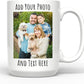 Personalized Coffee Mug 15 Oz, Custom Picture Text or Logo Ceramic Mug, Customized Gift for Men & Women, Taza Personalizada with Photo and Words, Customizable Large Tea Cup | White