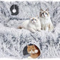 Extra Large Cat Tunnel Bed, 4 Ways Tunnels for Indoor Cats, Multi-cat Family Peekaboo Cave & Cat Bed, Plush Cat Donut with Washable Middle Mat, Exit Balls, Pet Play Toy for Kitten Puppy Rabbit