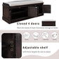 Shoe Storage Bench with 4 Doors and Adjustable Shelves, Shoe Bench with Removable Cushion for Living Room Entryway 42.7" L * 16" W * 17.4" H Espresso