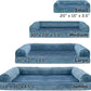 Furhaven Orthopedic Dog Bed for Large Dogs w/ Removable Bolsters & Washable Cover, For Dogs Up to 95 lbs - Faux Fur & Velvet Sofa - Harbor Blue, Jumbo/XL