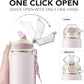 Enerbone 32 oz Insulated Water Bottle, Stainless Steel Bottle with Carrying Strap, Double-Wall Vacuum Insulation Design, Leakproof Sports Bottle with Straw, Keep Drinks Cold or Hot for Hours