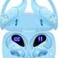 PocBuds Bluetooth Headphones Wireless Earbuds 80hrs Playtime Wireless Charging Case Digital Display Sports Ear Buds with Earhook Deep Bass IPX7 Waterproof Over-Ear Earphones for TV Phone Laptop Blue