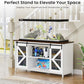55-75 Gallon Aquarium Stand Heavy Duty Steel Frame, Fish Tank Cabinet with Accessories Storage for Reptile Terrarium & Turtle Tank - 1000lbs Capacity (White)
