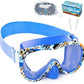 Kids Swim Goggles 180° Snorkel Diving Mask with Nose Cover, Anti-Fog Kids Swimming Goggles with Elastic Fabric Strap for Kids Boys Girls
