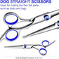Professional Dog Grooming Scissors Kit, Titanium Coated Dog Scissors for Grooming, Grooming Shears Kit - Straight,Thinning, Curved Scissors and Comb for Dog Cat Pet (Blue 5 in 1)
