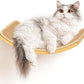 Curved Cat Wall Hammock with Scratchable Sisal Pad, Large Floating Cat Shelf for Wall, Wall Mounted Beige Bed for Playing, Climbing, and Sleeping