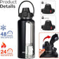 Water Bottle Insulated 32oz 40oz 64oz 128oz Straw Lid Spout Lid & 3 Lids, Leak Proof, Vacuum Insulated,Stainless Steel Water Bottle Wide Mouth for Sports, Gym or Office