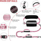 Hands Free Dog Leash, Adjustable Waist Belt with Double Padded Handles, Retractable Bungee for Medium & Large Dogs, Waist Leash for Dog Walking, Running, No Pull, Pink