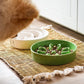 LE TAUCI Ceramic Slow Feeder Dog Bowls Small Breed, 0.6 Cups Dog Food Dish for Fast Eaters, Puzzle Bowl for Small Dogs and Cats,Clover Green