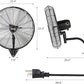ROVSUN 20" Wall Mounted Fan, High Velocity Industrial Wall Fan, Max 4710 CFM and Wide Angle Oscillating, Commercial Ventilation Use, Suit for Garage, Shop, Greenhouse, Gym