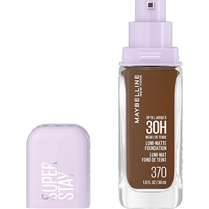 Maybelline Super Stay Lumi-Matte Foundation, Lightweight and Buildable Full Coverage Foundation Makeup For Up To 30HR Wear, 370, 1 Count
