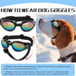 QUMY Dog Sunglasses Dog Goggles for Medium Large Breed Dogs, Wind Dust Fog Protection Eye Wear Pet Glasses with Adjustable Strap for Motorcycle Car Driving Bike Riding Hiking Swimming Over 15lbs Red