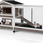 62" Rabbit Hutch with Chew-Proof Ramp & Waterproof Roof - Indoor/Outdoor Bunny Cage, 2-Story Design, 6 Lockable Caster Wheels & Dual Pull-Out Trays (Brown)