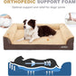 JOYELF Orthopedic Dog Bed for Extra Large Dogs, U-Shaped Foam Sofa Couch Bed, Bolster Waterproof Pet Bed with Removable Washable Cover and Nonskid Bottom for Dogs - Coffee