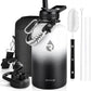 Insulated Water Bottle 64 oz, Triple Wall Vacuum Stainless Steel (Cold for 48 Hrs), Leak Proof & Non-BPA, Half Gallon Water Flask Jug with Paracord Handle & Straw Spout Lids, White/Black