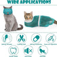 Patelai 5 Pcs Cat Bathing Bag Set Cat Grooming Bag Adjustable Pet Shower Net Muzzles Nail Clipper Tick Remover Tool Massage Brush(Green White)