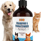 POM Pets 2-in-1 Organic Dog Shampoo & Conditioner – Itchy Skin Relief, Dog Deshedding, Detangles Fur, Cat Shampoo, Paw Cleaner for Dogs, Natural Coat Defense Formula