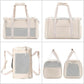 Fashion Leather Dog Carrier, Airline Approved Cat Carrier Soft Sided Pet Bag Carrier Purse for Puppy Kitten Small Animals White
