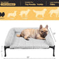 Veehoo Cooling Elevated Dog Bed Add Removable Deluxe Rose Plush Bolster Cushion Mat, 35" x 22" Washable Dog Couch Bed, Raised Pet Cot with Breathable Teslin Mesh, No-Slip Feet, Grey, CWC2439B